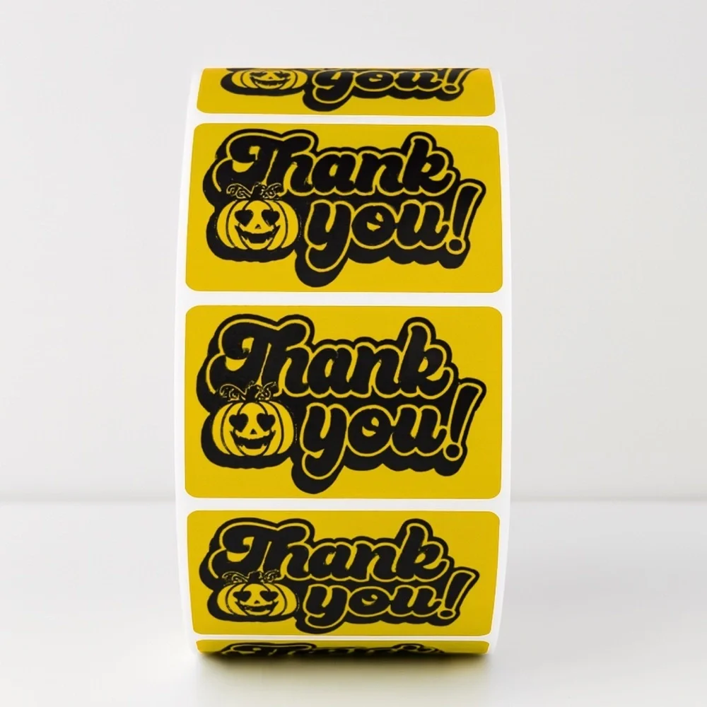 Halloween Thank You Stickers | Pumpkin Labels for Fall Packaging & Gifts